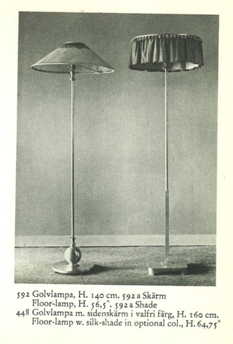 Uno Åhrén, a pewter floor lamp model "448", Firma Svenskt Tenn, Stockholm, 1930.