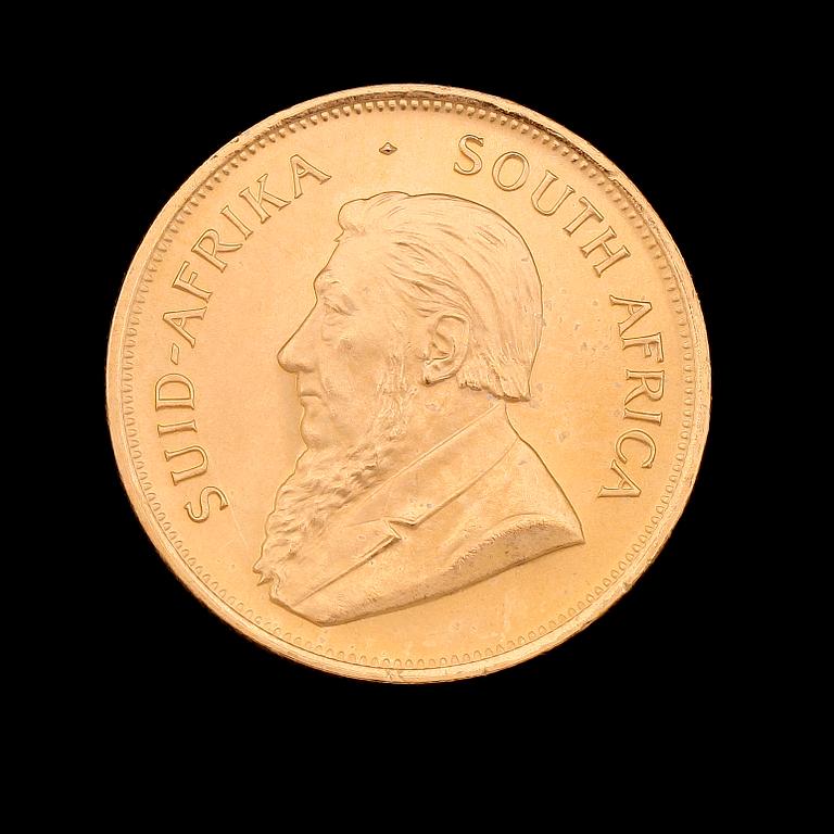 GULDMYNT, finguld, Krugerrand, Sydafrika, 1983. Vikt ca 34 g.