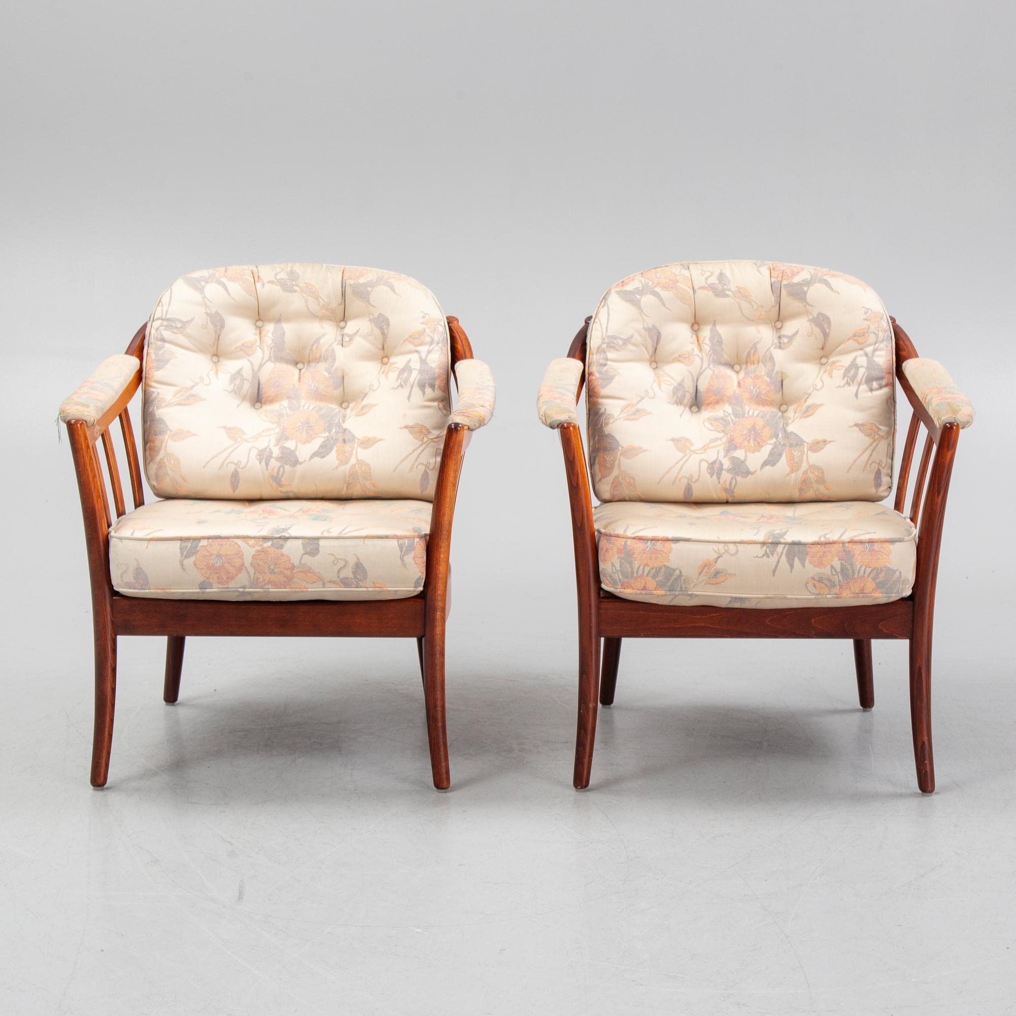 Armchairs, a pair, "Andorra," Bröderna Andersson, Ekenässjön AB, latter half of the 20th century.