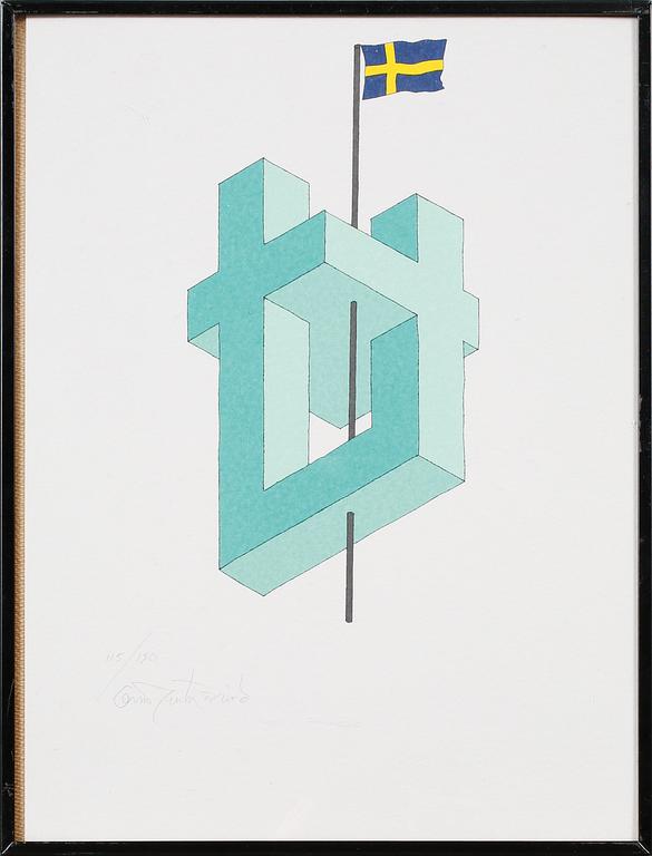 OSCAR REUTERSVÄRD, 15 st, mapp av färglitografier, signerade och numrerade.