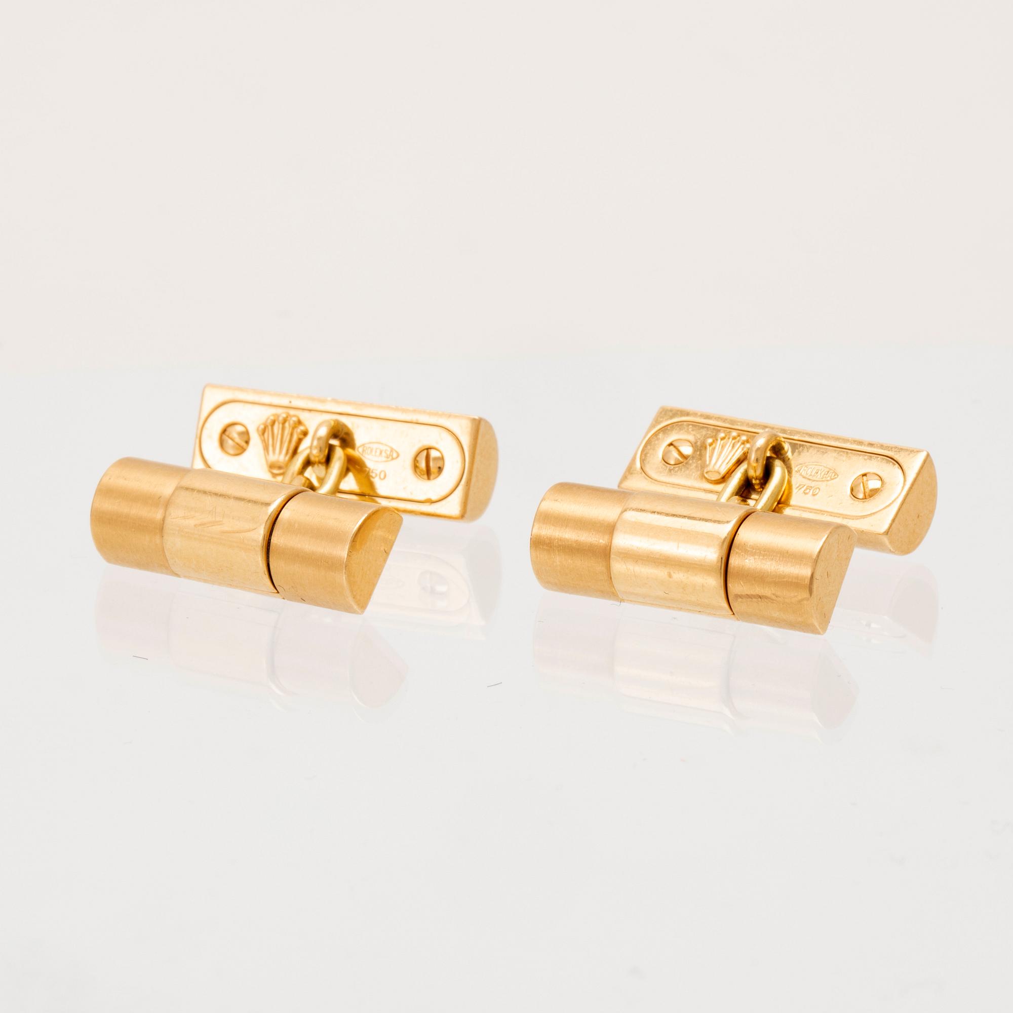 Rolex, manschettknappar ett par 18K guld.