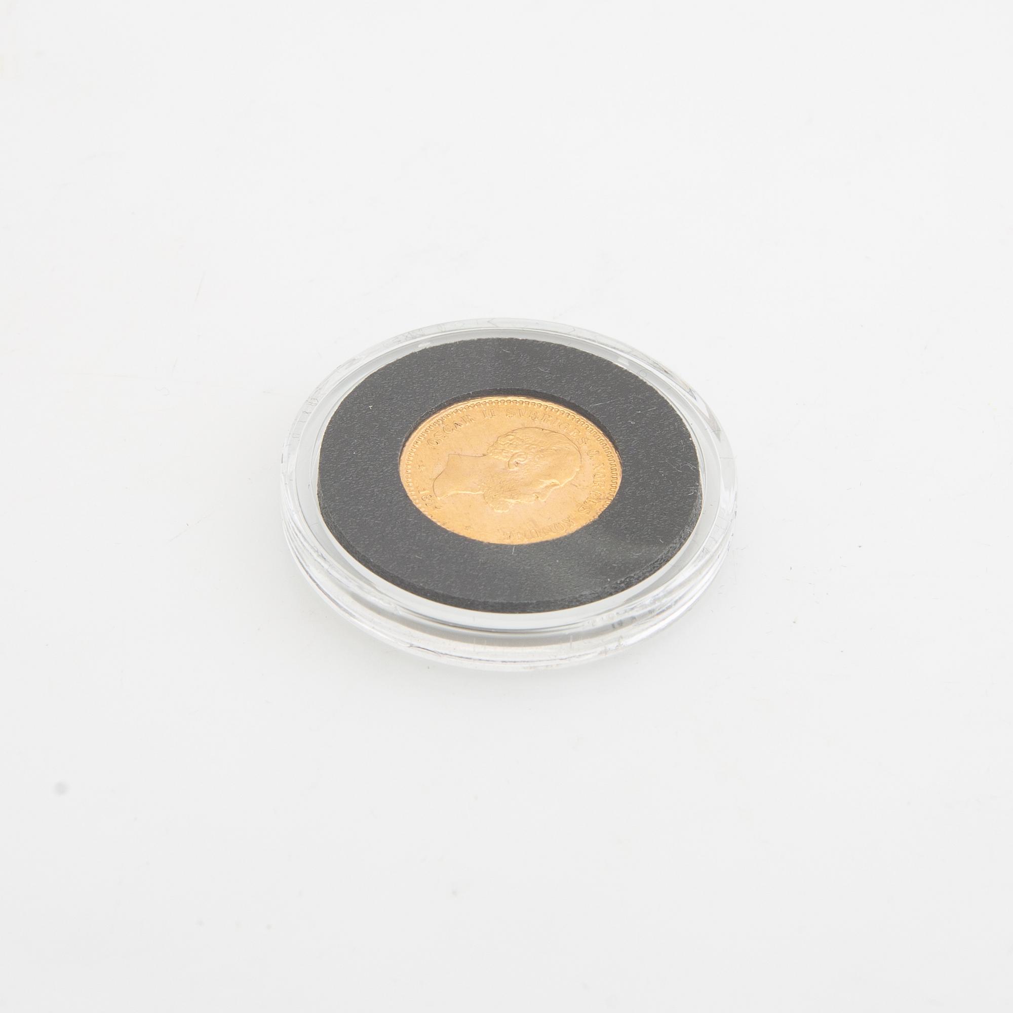 Guldmynt Sverige, Oscar II 10 kr, 1874.