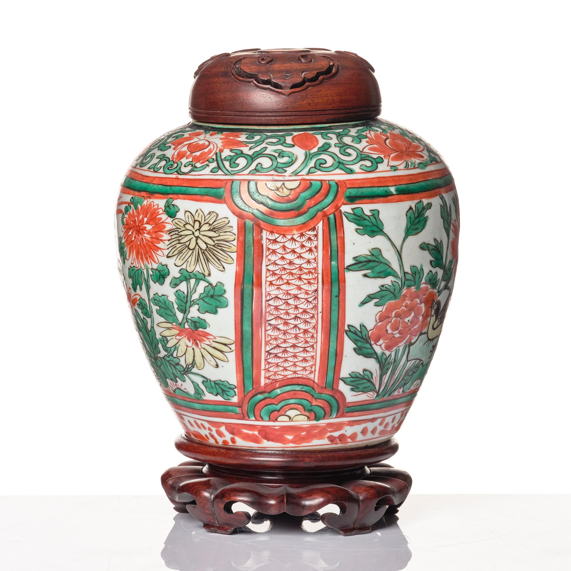 Kruka, porslin, Wucai, 1600-tal.