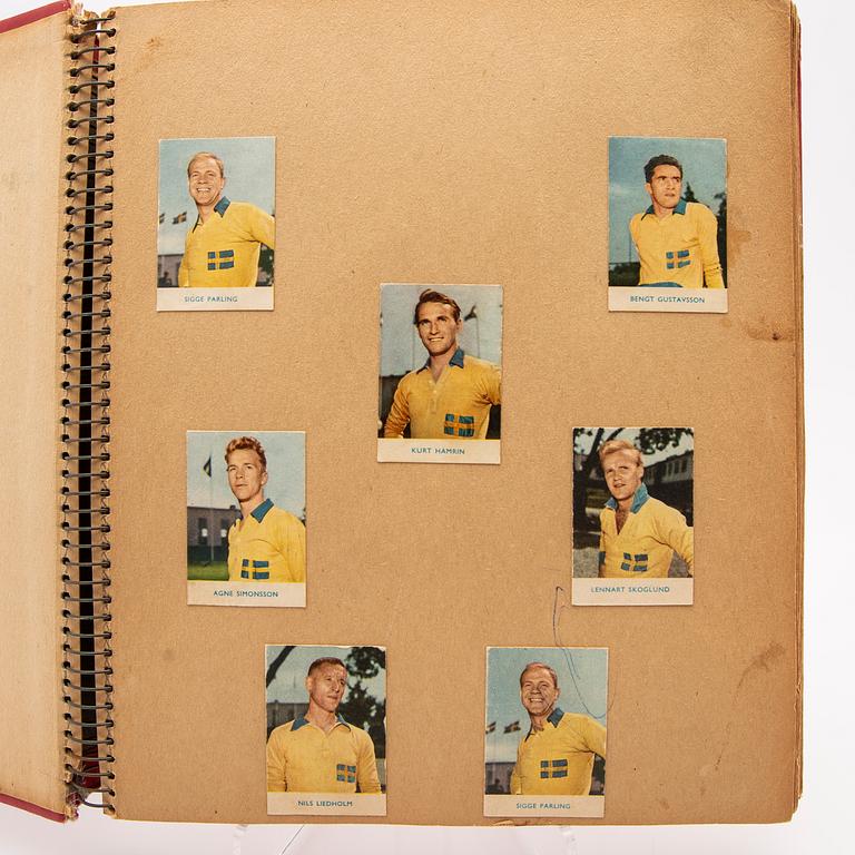 Album, med bla Alfabilder, ca 180 st., inklusive Pelé, VM i fotboll i Sverige 1958, Alifabolaget.