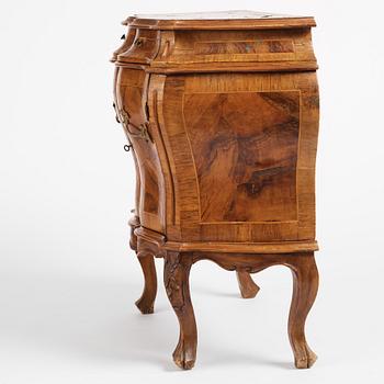 An Italian Louis XV-style bombé commode, later part 19th century.