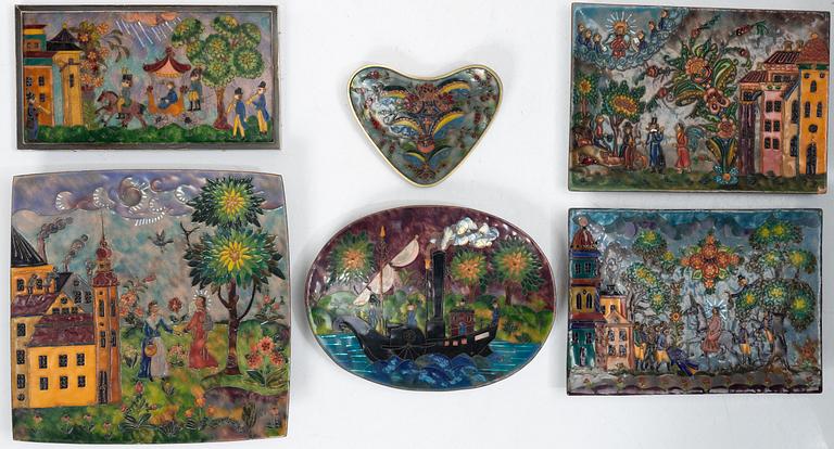 Enamel works by Juliane Pfeiffer, 6 pcs.