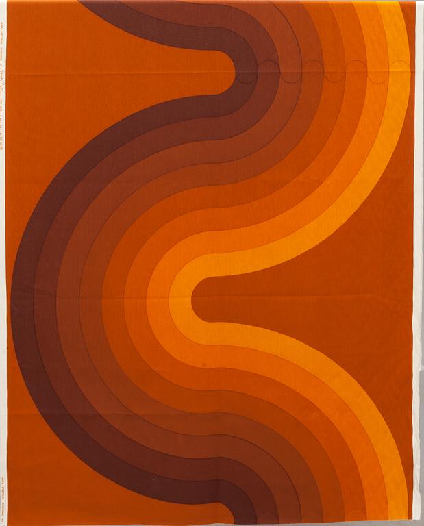TEXTILIER, 2 st samt PROVBITAR, 6 st, bomullskretong, Verner Panton för Mira-X. 1970-tal.