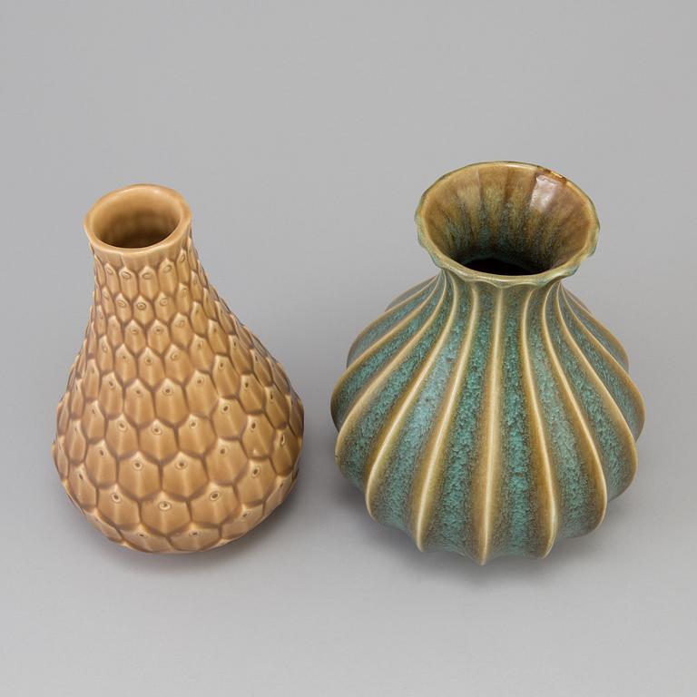 EWALD DAHLSKOG, two fayance vases by Bo Fajans in the 1930's.