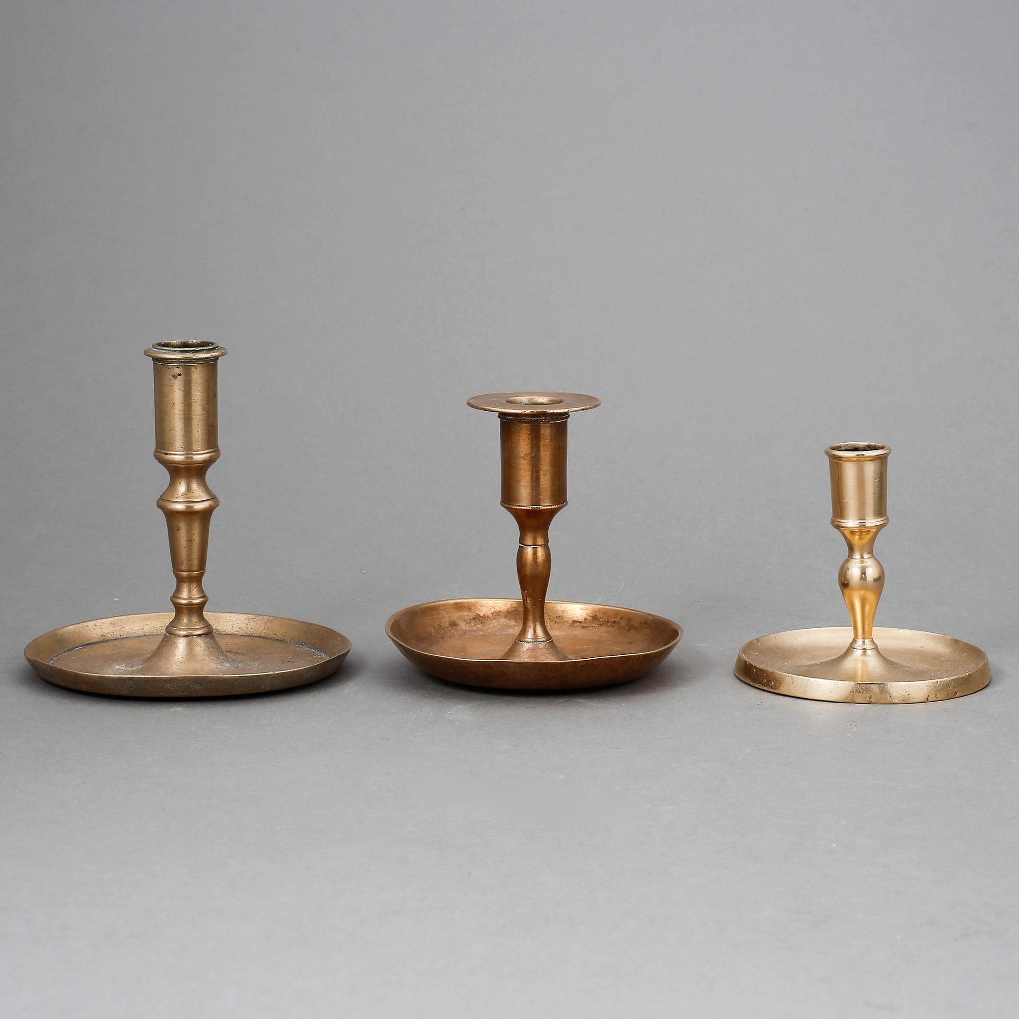 LJUSSTAKAR, 3 st, malm, 17/1800-tal.