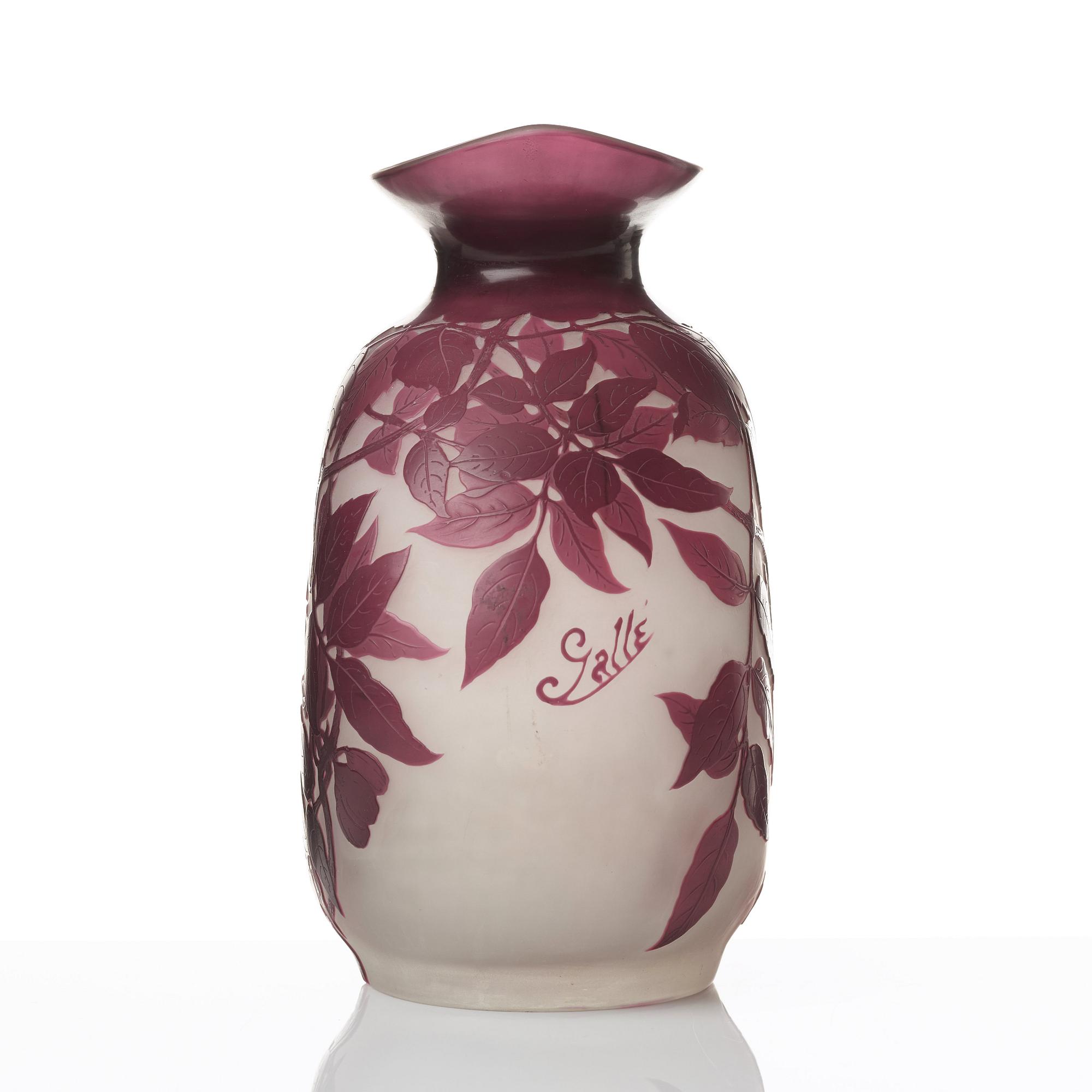 Emile Gallé, an Art Nouveau cameo glass vase, Nancy France.