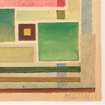 CO Hultén, mixed media on paper, signed and executed 1937.