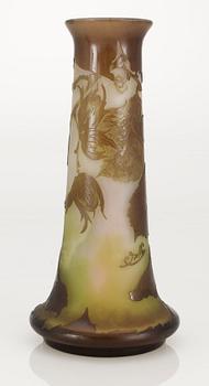 An art nouveau Emile Gallé cameo glass vase, Nancy, France.