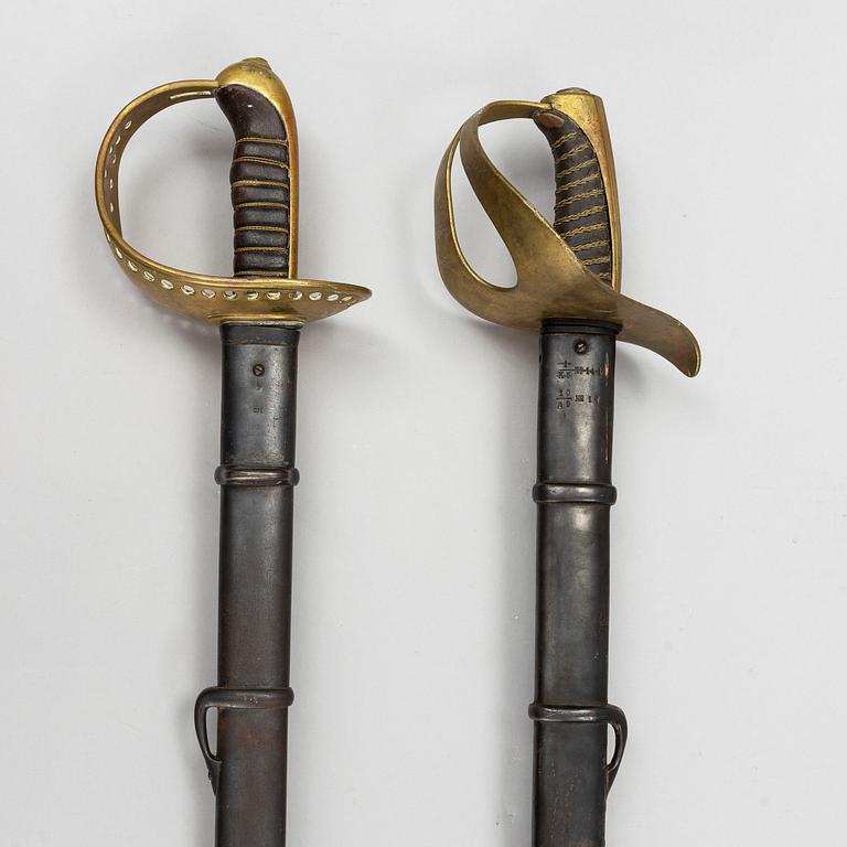 Two Swedish swords, pattern 1854 and 1893.