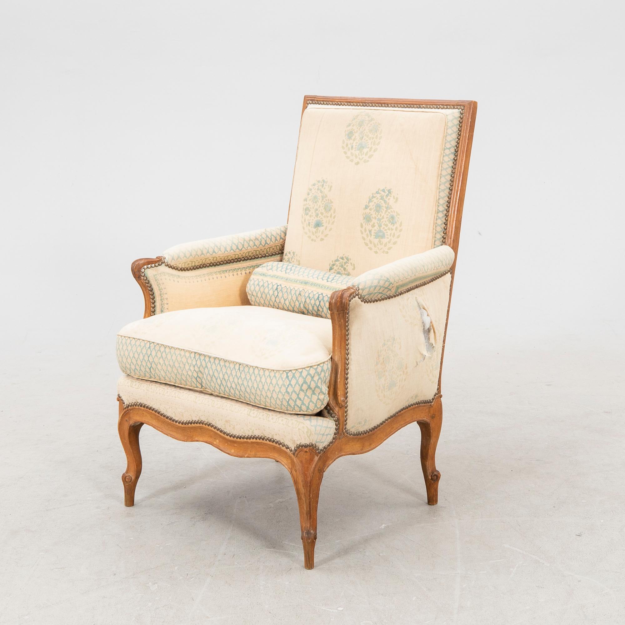 A French Louis XVI armchair signed  Nicolas-Quinibert Foliot.