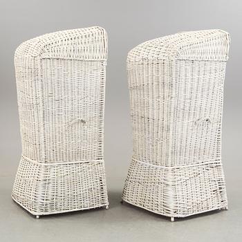 Basket chairs / armchairs, a pair of, early 1900s .