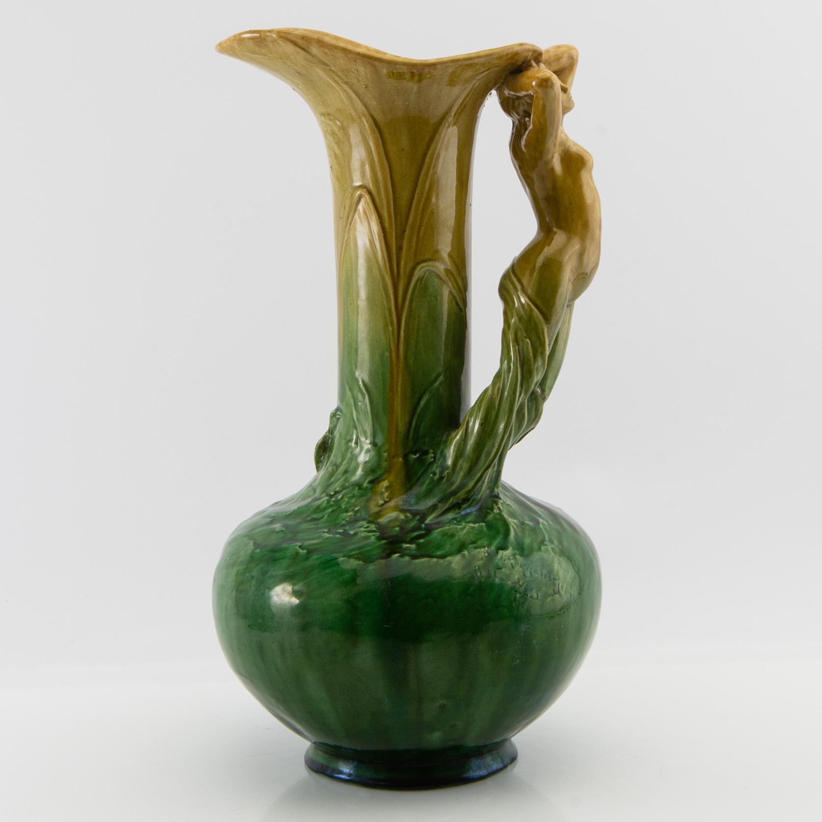 Albin Hamberg vase "Morgonstjernan" Höganäs Jugend dated 1900.