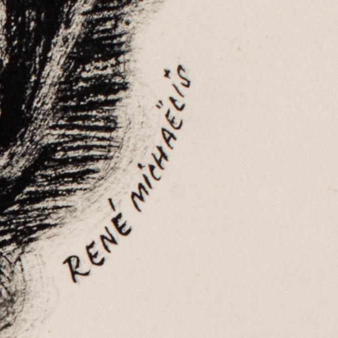 RENÉ MICHAËLIS, mixed media on cardboard, signed.