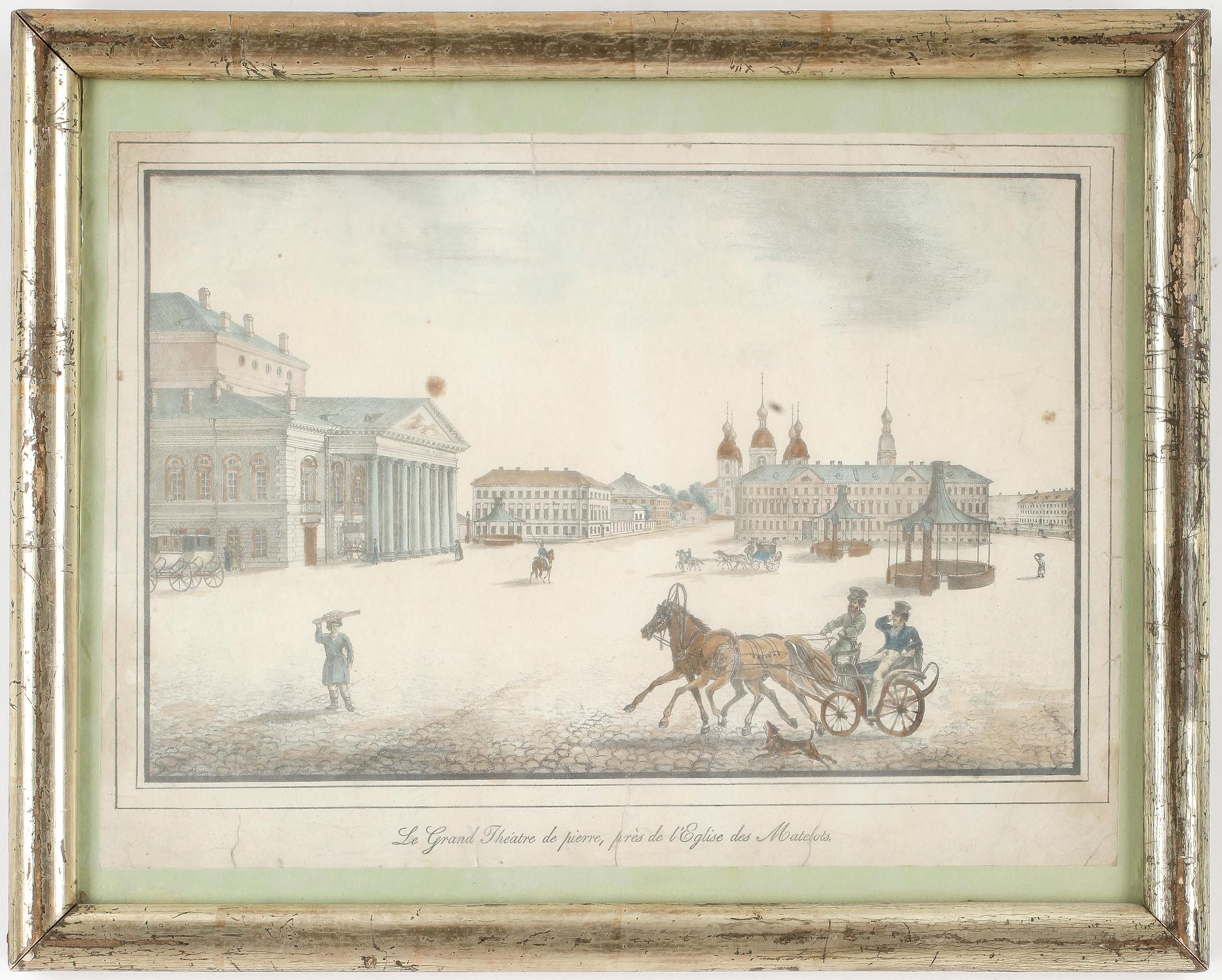 KOPPARSTICK, 3 stycken, kolorerade, 1800-talets mitt.