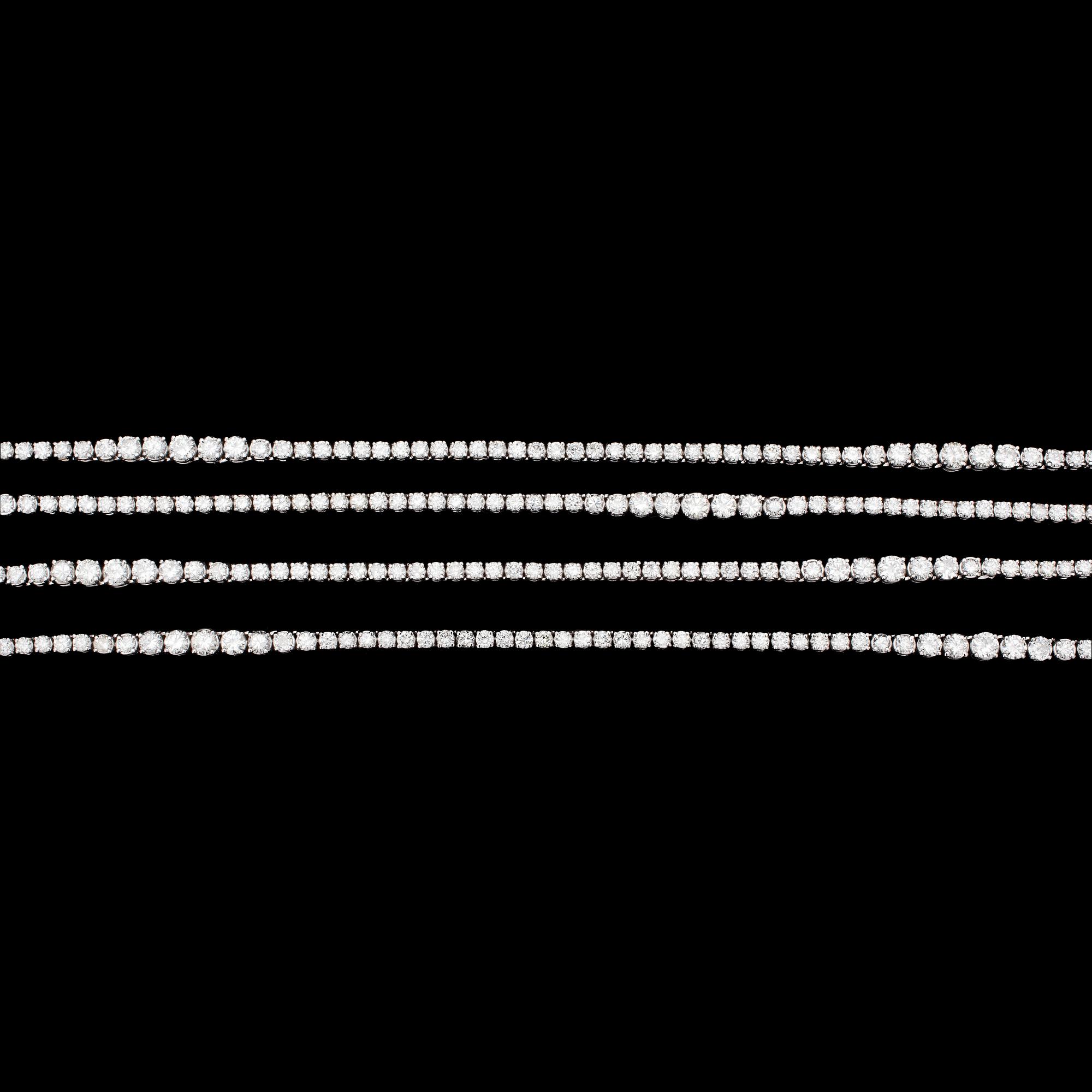 A long riviérè necklace, tot. app. 25.70 cts.