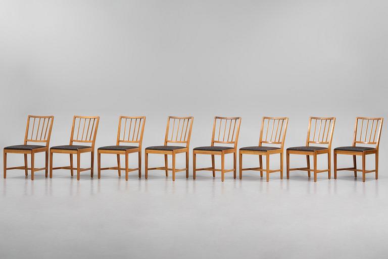 Josef Frank, a set of eight mahogany chairs model B 800, Firma Svenskt Tenn, mid 20th century.