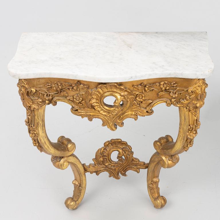 A Rococo style console table, late 19th Century.