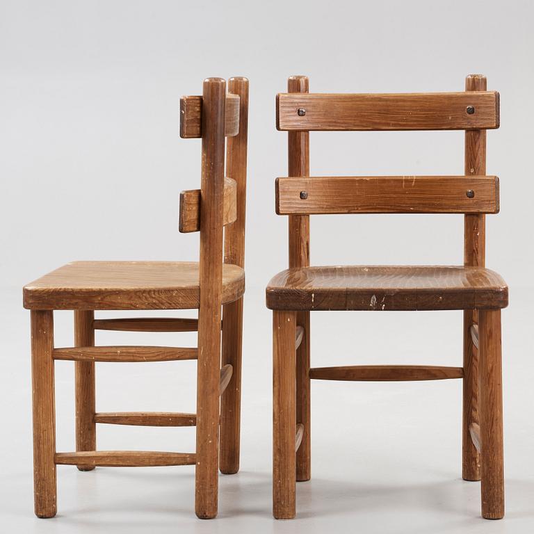 An Axel Einar Hjorth stained pine dining set 'Sandhamn', Nordiska Kompaniet, Sweden 1931-33.