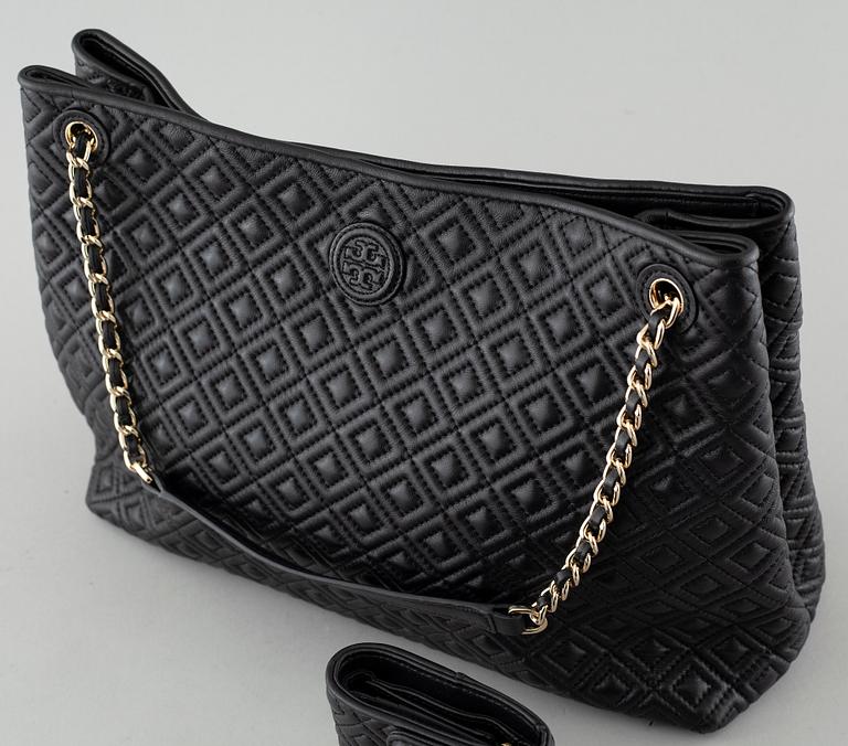 TORY BURCH, "Flemming" väska och plånbok.