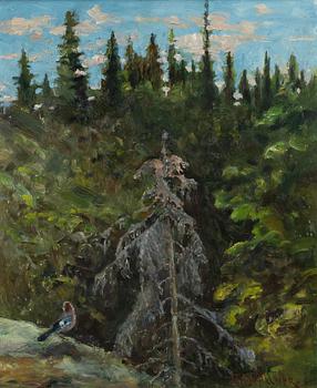 Thure Wallner, Bird at the edge of a forest.