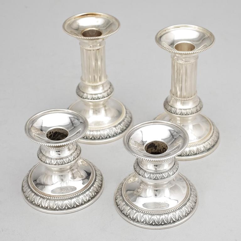 Ljusstakar 2 par, silver, Turku/Åbo, Finland. 1900-talets mitt.