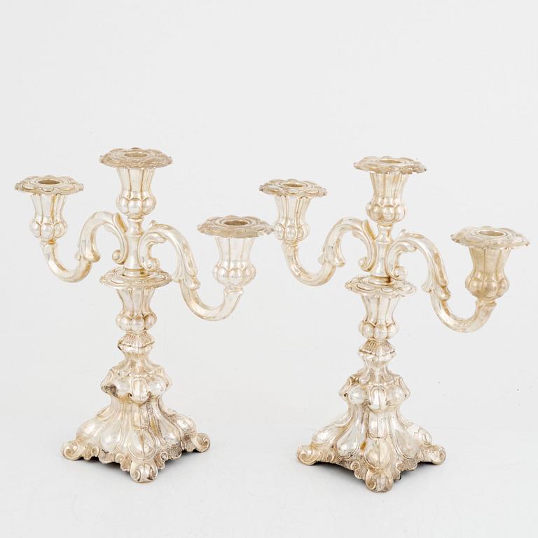 A pair of silver candelabra, mark of Thorvald Marthinsen Sølvvarefabrik, Norge.