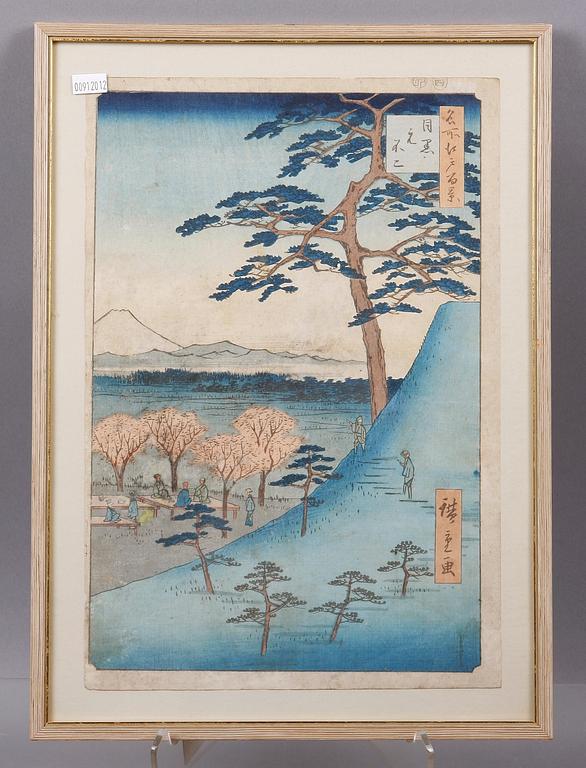 ANDO HIROSHIGE, träsnitt 2 st. Japan, 1800-tal.