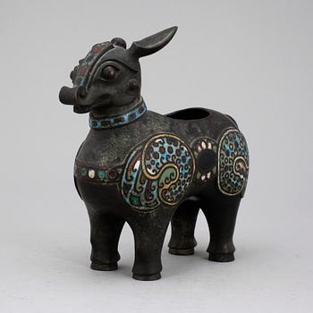 RÖKELSEKAR, brons o cloissone, möjl Ming och Kina.