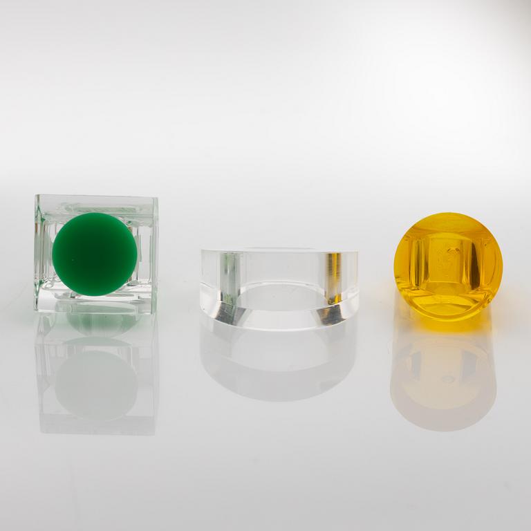 Siv Lagerström, three acrylic plastic rings, 1970s.