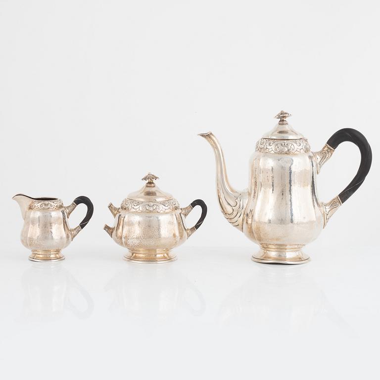 A 3-piece silver coffee service, Swedish import marks, first half of the 20th century.