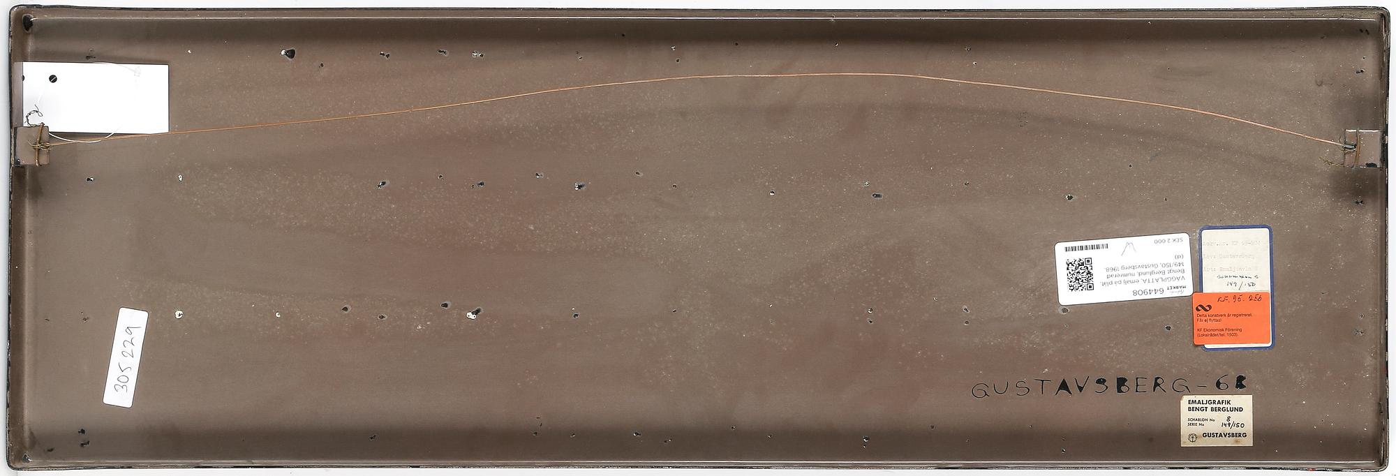 VÄGGPLATTA, emalj på plåt, Bengt Berglund, numrerad 149/150, Gustavsberg 1968.