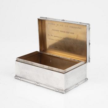 A silver and parcel-gilt cigarr box, mark of Gustave Keller (firm active in Paris 1867-ca. 1940).