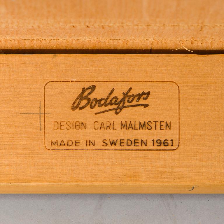 Carl Malmsten, matbord, "Herrgården", och stolar, 10 st, "Birgitta", Bodafors 1960-tal.