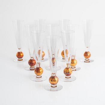 Gunnar Cyrén, champagne glasses, "Nobel", Orrefors (10 pieces).