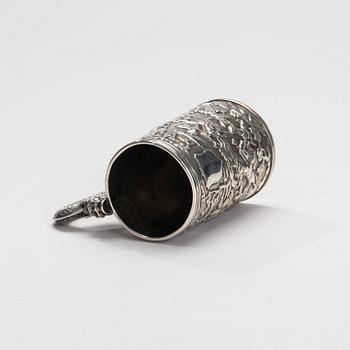 BÄGARE / MUGG, silver, Lee Ching, Kina, 1800-luvun jälkipuoli. Vikt 174 g.