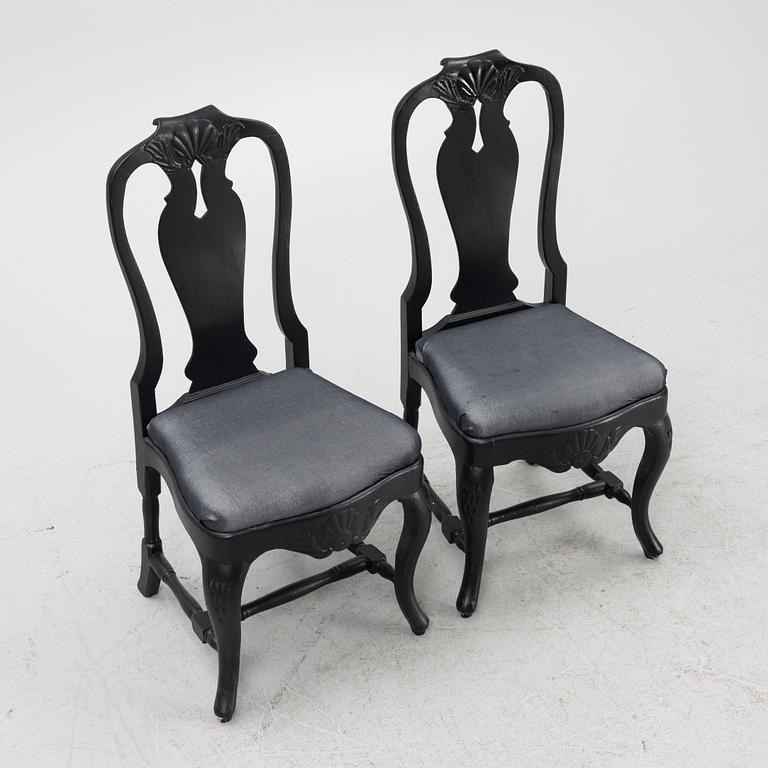 Six Baroque style chairs, 20th Century.