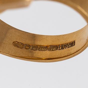 Björn Weckström, sormus, "Nereia", viistehiottu akvamariini, 18K kultaa.