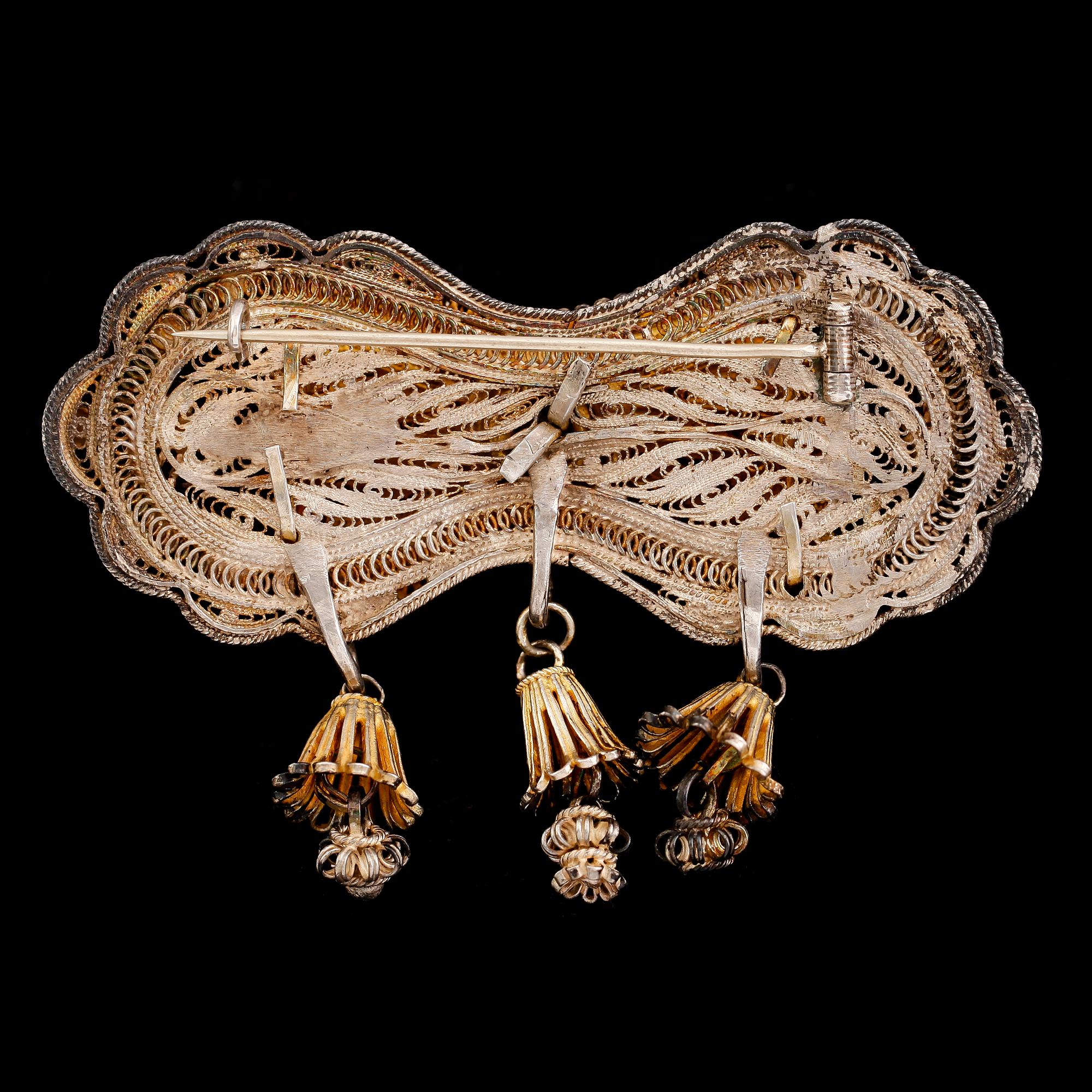 BROSCH, silver, filigranarbete, möjligen Österrike, 1800-/1900-tal.