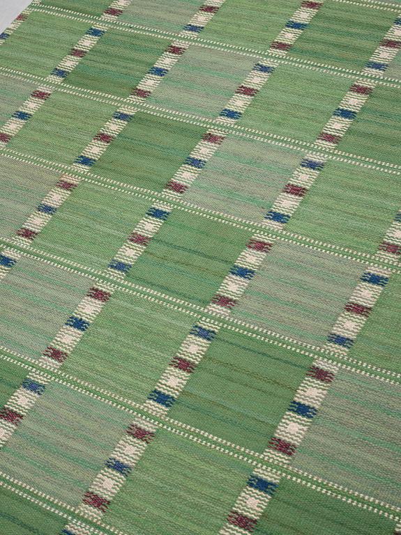 Barbro Nilsson, A CARPET, "Falurutan grön I", flat weave, ca 233 x 157,5 cm, signed AB MMF BN.