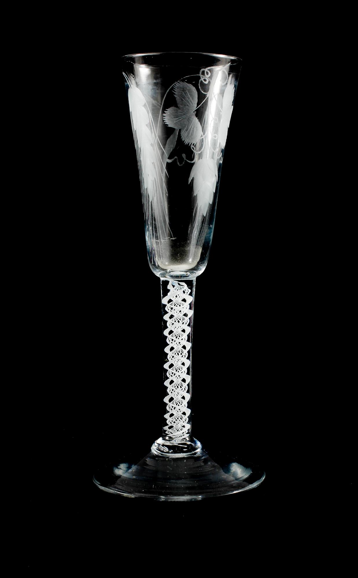 GLAS, 6 st samt LOCKPOKAL, glas, 1700/1800-tal.