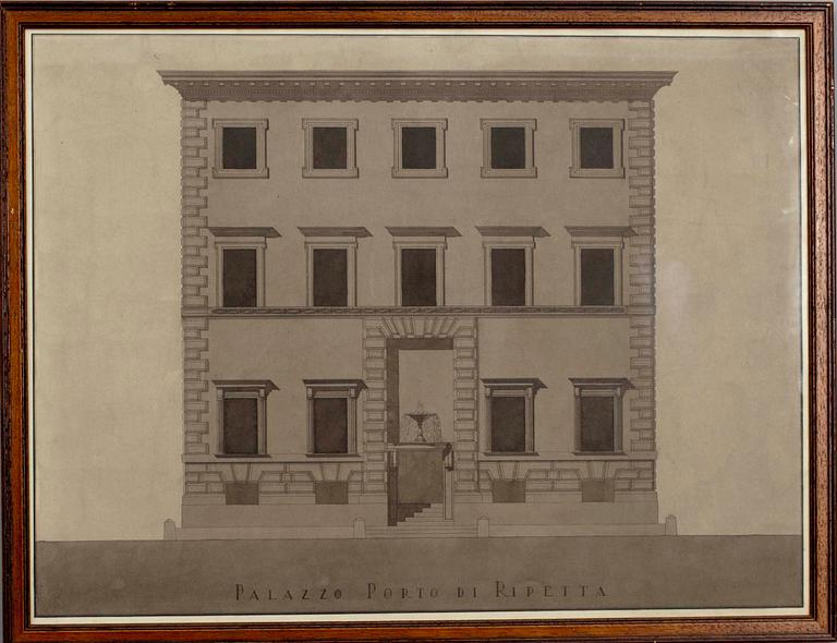 1800-LUKU/TAL TUNTEMATON/OKÄND, PALAZZO PORTO DI RIPETTA, tusch.