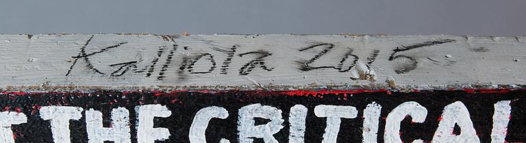 Jori Kalliola, sekatekniikka ja assemblaasi puulle, signeerattu ja päivätty 2015.