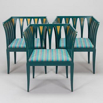 Eliel Saarinen, furniture, 5 pieces, "Blue suite" for Adelta, Finland 1980s.