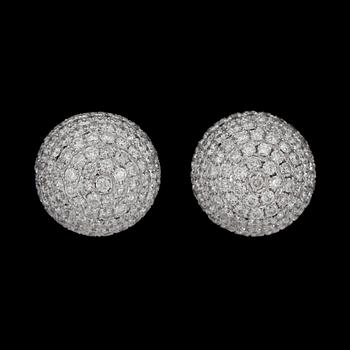 A pair of brilliant-cut diamond earrings. Total carat weight circa 4.12 cts.