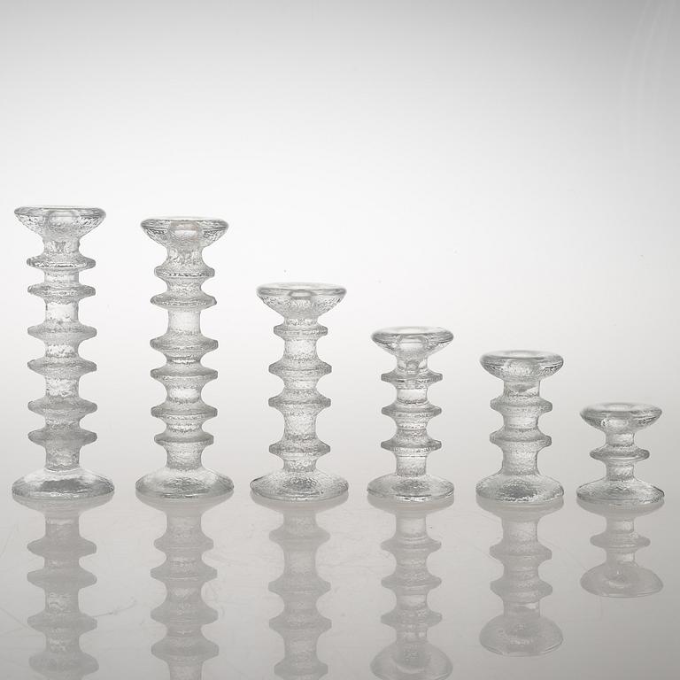 TIMO SARPANEVA, 19 glass 'Festivo' candlesticks for Iittala.