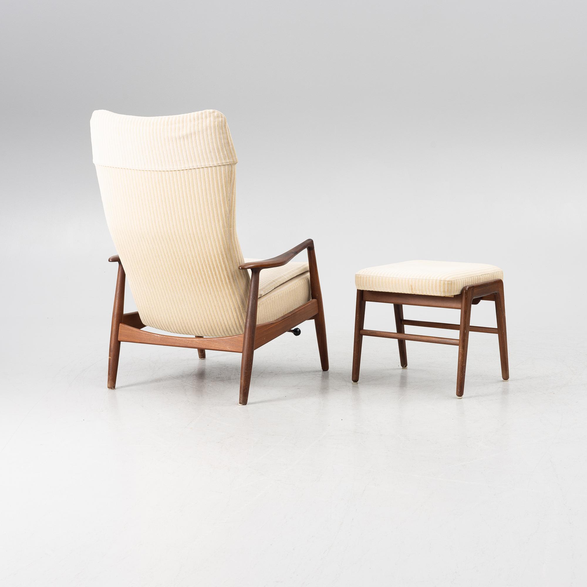 Fåtölj med fotpall, 1900-talets andra hälft, Danmark.